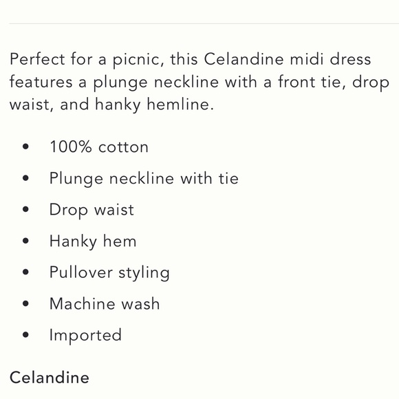 NWT Anthropologie Celandine Plunge-Neck Drop-Waist Floral Cotton Midi Dress, S - Picture 13 of 13